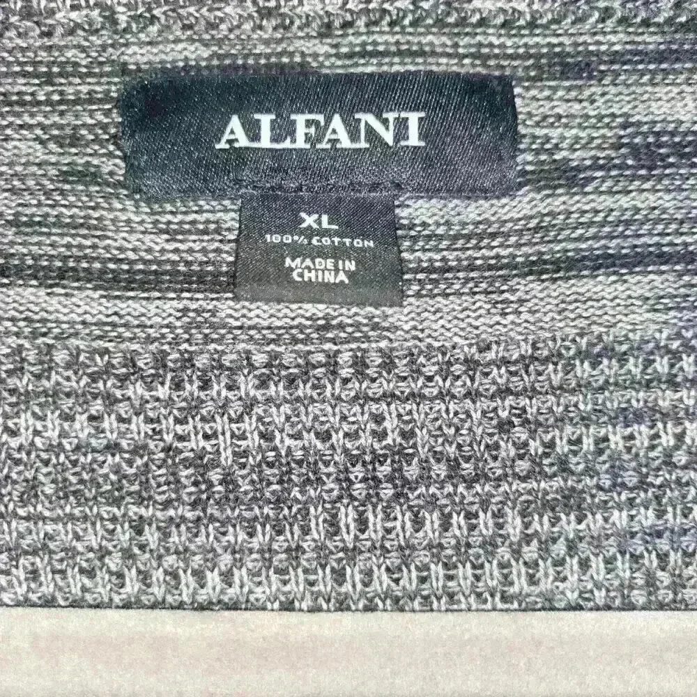 Alfani Men's Full Zip Cardigan Sweater Black and Gray with Pockets Size XL